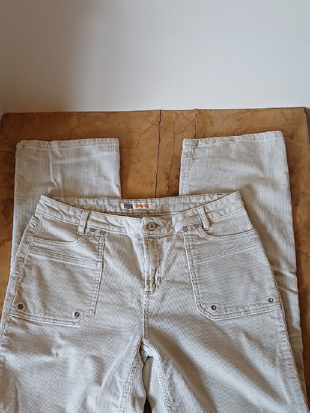 Faded Glory Wmns 12 Light Khaki Tan Corduroy Stretch Straight Leg Pants